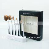 2016 New Arrival High Quality White Stand Oval Cosmetics Brushes 5pcs Tooth-shape Makeup Brushes Set