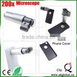 200X Zoom Lens 3 LED Light Microscope Micro Lens for Cell Phone Mobile Phone Clip Protective Case for IPhone 6 Plus Samsung s4