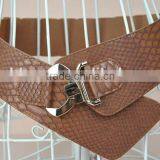 Korea Style Winter New Fashion Ladies and Women Alloy Hook Buckle Snakeskin Leather Super Wide Waist Belt for Long Down Coat thumbnail-2