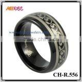 2015 Celtic Woven Celtic Knot Engraved Black Band for Man Dome Ring/cheap Celtic Ring thumbnail-2