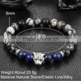 Hot Antique Crystal Rhinestone Leopard Head Lava Stone Buddha Bracelet thumbnail-6