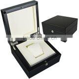 Elegant wooden watch box with silver lock