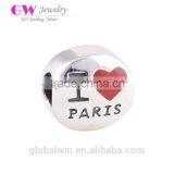 925 Sterling Silver Charm Enamel Heart Paris Charms Silver Beads For Snake Chain Bracelet DIY Jewelry thumbnail-1