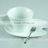 White Stock Cafe Cup and Saucer, Mini Coffee Cup and Saucers With Spoon Factory Cheap Price thumbnail-2