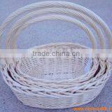 White Wicker Basket With Handle thumbnail-2