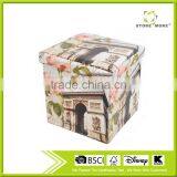 Storage Ottoman, Folding Seat Box With Removable Cover thumbnail-1