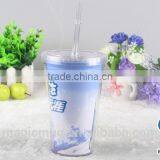 Double Wall pp Plastic Acrylic Insulated Tumbler With Straw and Lid thumbnail-4