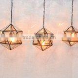 Handmade Geometric Stained Glass Hanging Lamp Pendant Light thumbnail-4