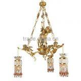 Luxurious Vintage Victorian Style Royal Imperial Blue Porcelain and Crystal Golden Brass Pendant Lamp, Chandelier BF12-05254g thumbnail-4
