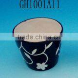 BLACK CERAMIC FLOWER POT