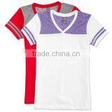 100% Polyester V-neck T-shirt Wholesale Custom Made in China Fashion Apparel District Juniors Varsity Bulk V-Neck T-shirt thumbnail-1