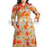 Jute Silk Digital Printed Glamour Styles Kurtis/fancy Kurti/kurta and Kurti thumbnail-2