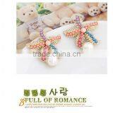 Pearl Paved Starfish Dangle Earring High Quality Gold Starfish Dangle Earrings Sea Theme Earring Jewelry thumbnail-4