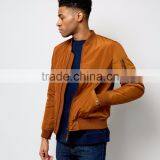 Hot Sale 2017 Fashion Customize Mens Camel Bomber Jacket Cuffed Hem 100% Polyester Double Pocket Sides thumbnail-6