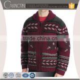 Two-way Front Zip Lambswool Nordic Jacquard Chunky Textured Hand Knit Cardigan thumbnail-2