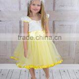 Girls Yellow Tutu Princess Lace Vintage Dress thumbnail-4