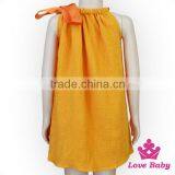 Plain Orange Breathable Cotton Sleeveless Baby Girl Fancy Pillowcase Dress New Model Skirt thumbnail-5