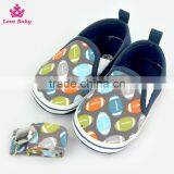 Cute Rugby Pattern Newborn Brown Color Crib Shoes Baby Shoes Matching Pacifier Clip thumbnail-1