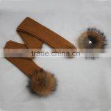 Myfur Children Size Knitted Wool Scarf With Detachable Real Raccoon Fur Balls thumbnail-4
