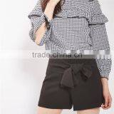Big Discounts Special Design A-line Tie Waist Black Shorts Womens thumbnail-5