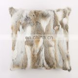 Wholesale Customed Handmade Home Decorative Real Rabbit Fur Sofa Cushion Cover
