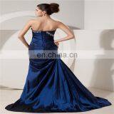 Custom Made Elegant Deep Blue Sweetheart Sleeveless Floor Length Beaded Ruched Mother Of The Bride Dress thumbnail-4