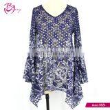 New Floral Patterns Printed Blouses Designs Fat Ladies