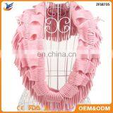 Wholesale Hot Sell Street Fashion Style Mix Color Knit Loop Scarf With Tassel