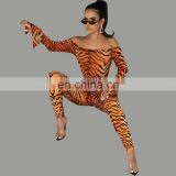 Hot Sale Women Adult Horn Sleeve Animal USD Dollar Print Tight Brazilian Sexy Club Wear Bodysuit Jumpsuit thumbnail-1