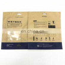 Socks Packaging Paper Bag 100% Biodegradable 3 Side Seal Paper Bag With Logo Print Kraft Paper Flat Pouch for Clothing thumbnail-5