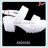 Solid White Girls Latest Fashion High Platform Heel Buckle Strap Ankle Sandals thumbnail-1