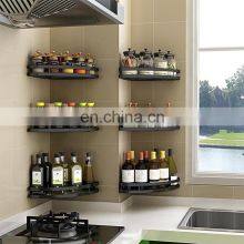 Wall Mounted Kitchen Storage Rack Stainless Steel Spice Rack Corner Shelf