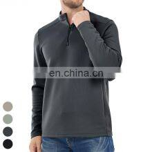 Quick Dry Fitness Running Tops Custom Blank High Quality Tshirt Long Sleeve Half Zip Stand Collar Shirts Men T Shirt thumbnail-4