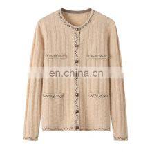 Women's Casual Solid Pattern Crew Neck Cashmere Sweater Cardigan Single Breasted Button Style for Autumn/Winter thumbnail-1