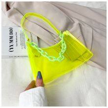 Stylish Transparent Jelly Shoulder Bag for Women, Colorful PVC Underarm Crossbody With Chain Strap, Spring Summer Casual thumbnail-2