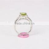 Fahion Prong Setting Square Natural Stone Crystal Silver Engagement Ring thumbnail-5