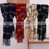 New Model Autumn Winter Long Tassel Fringe Checked Plaid Blanket Shawl thumbnail-1