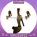 Fashion jewelry customized stainless steel jewelry sets dragonfly pendant and earrings