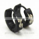 2016 Men's Titanium Dragon Pattern Hoop Earrings Cute Stainless Steel Black Jewelry thumbnail-5