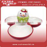 Christmas Ceramic Dip Tray With Snowman Toothpick Holder