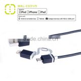 Walnut 2 in 1 MFIcertified cable for iPhone 6 with injected housing