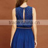 New Arrival Women Blue Elegant Short Casual Dress With Pleat thumbnail-4