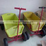 WOODEN CHILDRENS PULL KART PUMP UP TYRES FOR GARDEN USE BARGAIN EX DISPLAY CART thumbnail-2