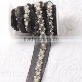 Best Quality Beautiful Handmade Low Price Pearl and Beads Sew on Mesh Dress Decorative Lace Trim
