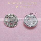 (M0273) 23mm Rhinestone Metal Button With Loop,silver Plating