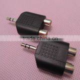 Stereo Audio Black 3.5 Male to RCA Female Connector Adapter