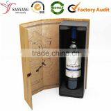 Logo Printing Paper Flip Top Wine Packing Box With Velvet Wine Stopper Insert