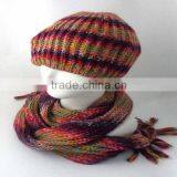 Knitted Women Winter Colorful Hat and Scarf Set thumbnail-1