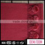 Cheap chinese scarf, plain color cashmere cape scarf, wool rose flower print scarf