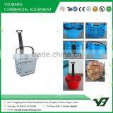 Hot Sell Good Cheap 42 Liter HDPP Double Handle Rolling Supermarket Plastic Basket Trolley With Castor (YB-W020) thumbnail-2